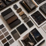 Material Board แสดงวัสดุที่ใช้และ Mood and tone ของ โปรเจค
