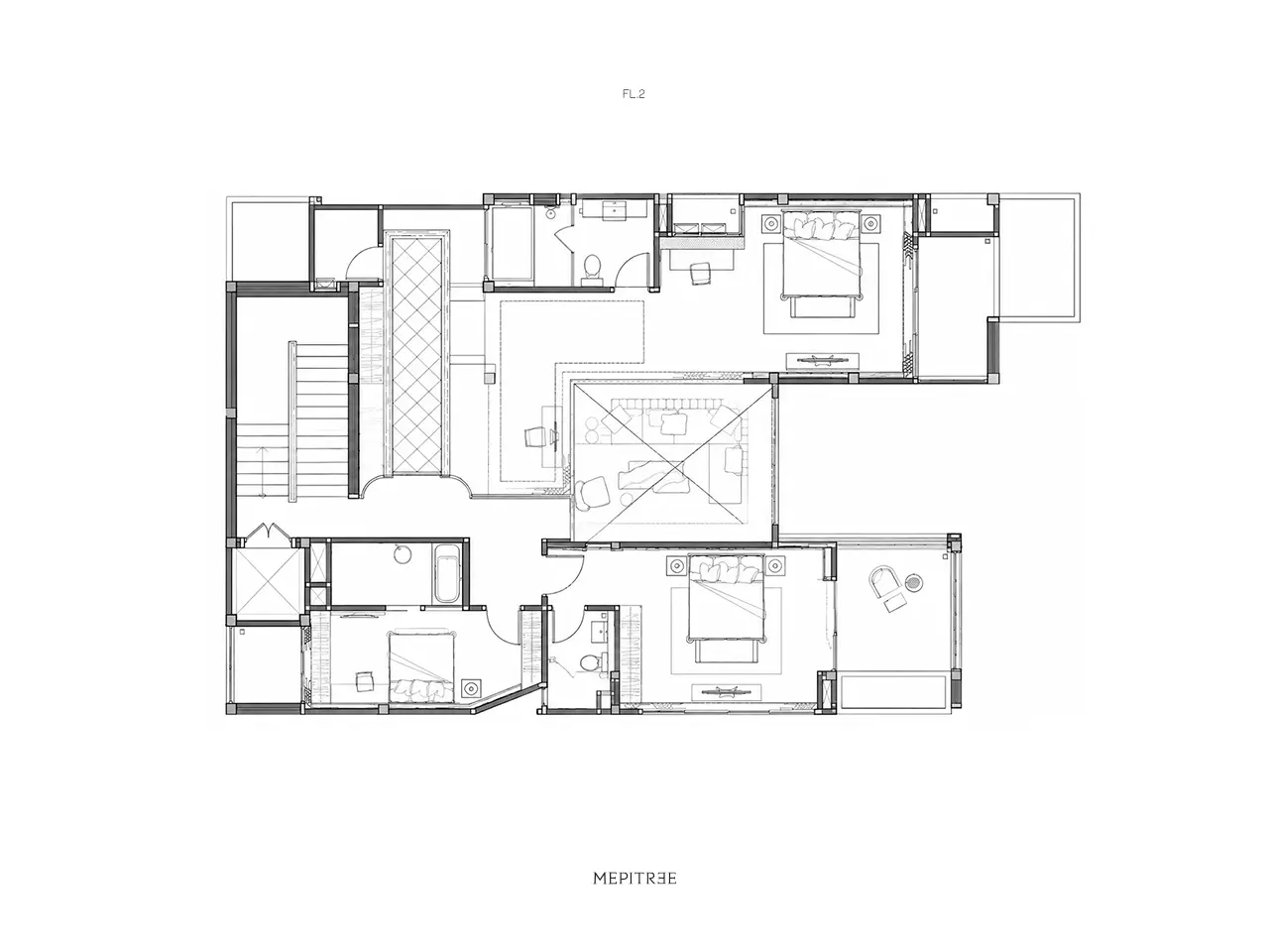 แปลนชั้นสองของ Beauty and the Beast Residence