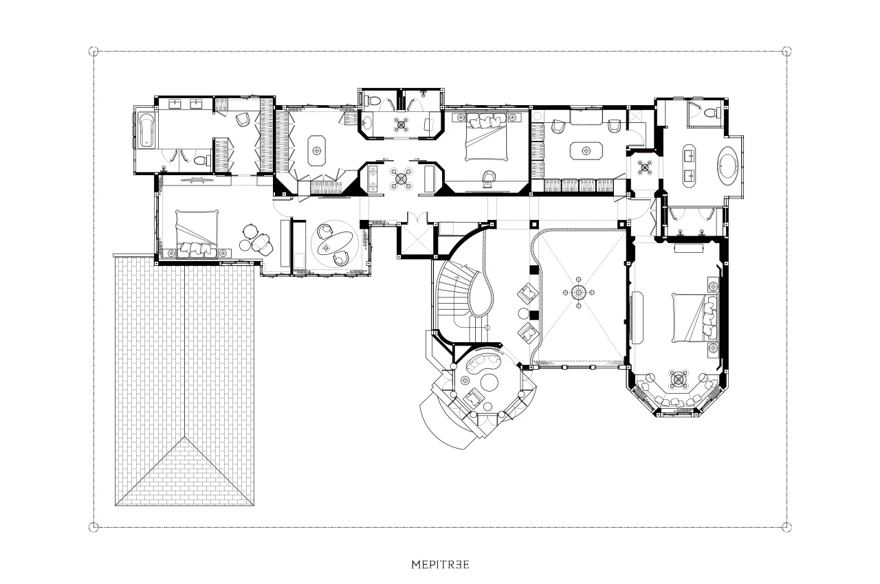 Second-floor plan of The Hypercar Sanctuary residence by MEPITREE