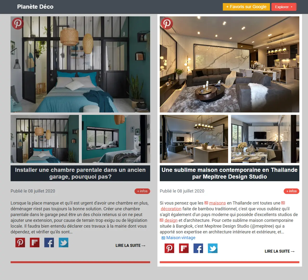 บทความของ MEPITREE Design Studio บนเว็บไซต์ Planète Déco สื่อด้าน Interior Design จากฝรั่งเศส